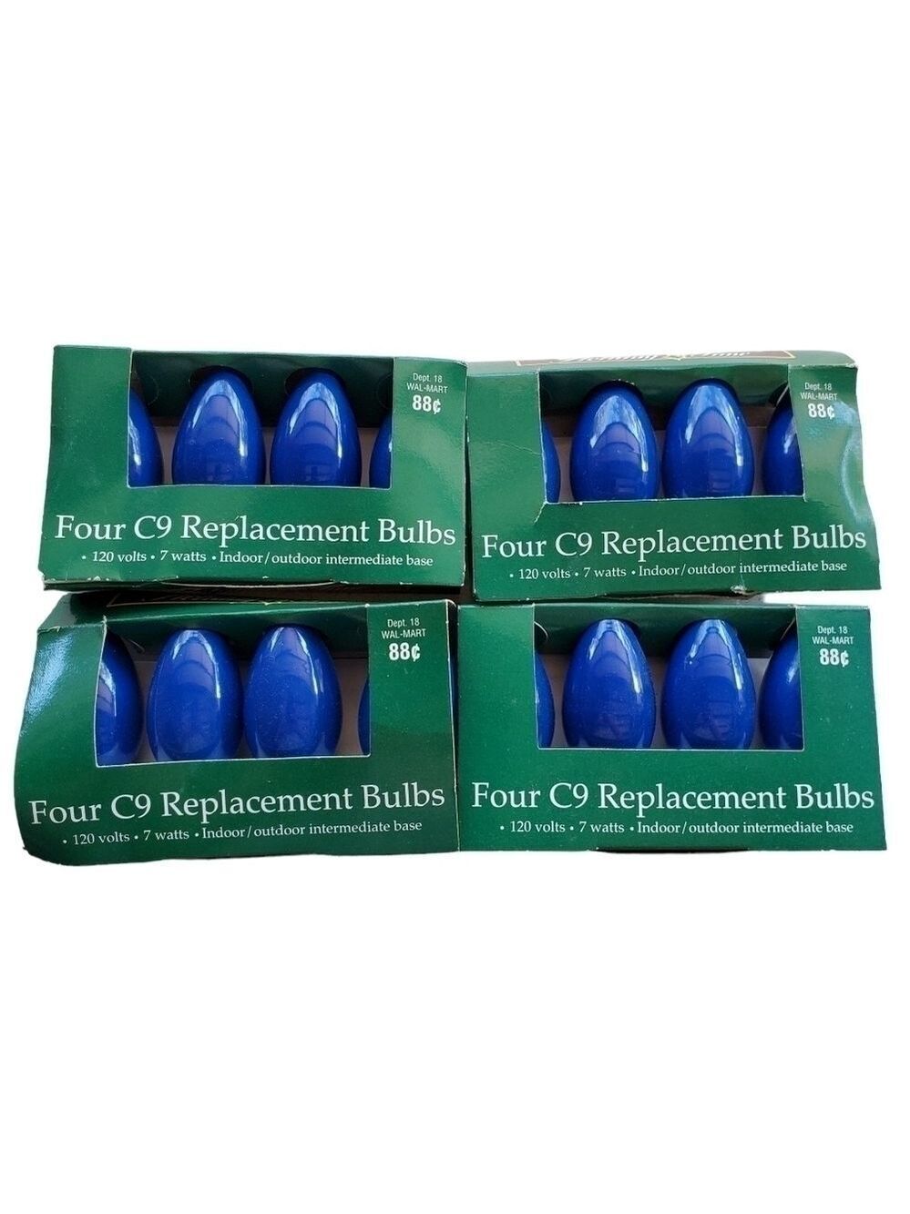 Holiday Time 4 Boxes BLUE C9 Replacement Bulbs Indoor outdoor intermediate base